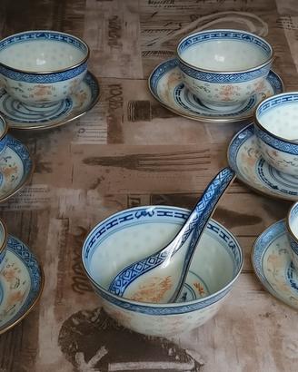 Servizio da tè cinese x 6 con zuccheriera