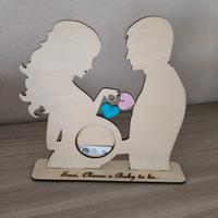Cornice porta ecografia mamma papà in legno