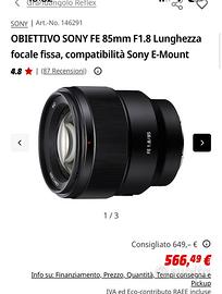 Obiettivo 1.885 Sony