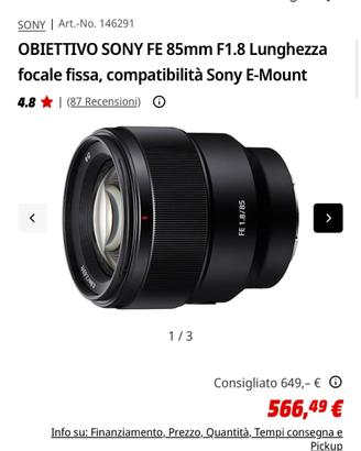 Obiettivo 1.885 Sony