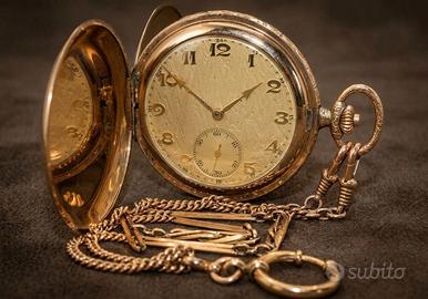Magnifico orologio Savonette Gold Filled e  catena
