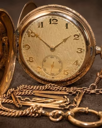 Magnifico orologio Savonette Gold Filled e  catena