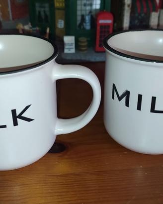 MILK 2 tazze stile vintage ceramica - mug