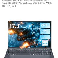 Pc portatile 17.3, 16gbram/512gb ssd NUOVO