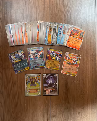 Lotto 90+ carte pokemon comuni, holo, ex, illustra
