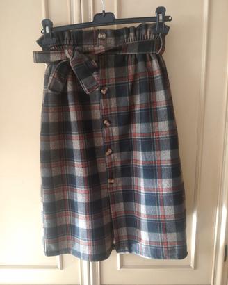 Gonna longuette a quadri 