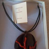 Collana con ciondolo corallo sardonico artigianale