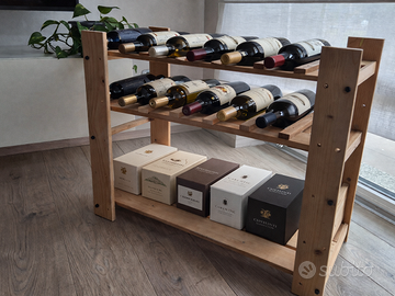 Cantinetta scaffale in legno di pino naturale