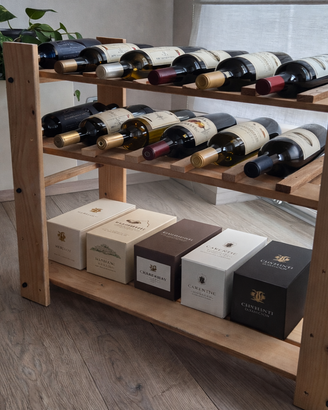 Cantinetta scaffale in legno di pino naturale