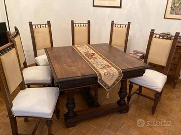 Tavolo impero con sei sedie