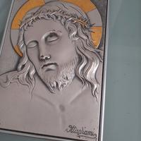 QUADRO SACRO CON CORNICE PLACCATA IN ORO E ARGENTO