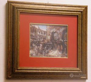 olio tavola 18x20 portico Ottavia Amato G. firmato