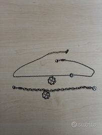 Set 2Jewels Acciaio-Collana Bracciale Quadrifoglio