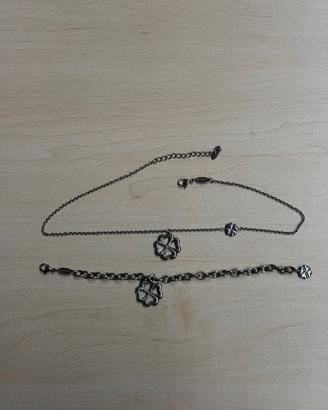 Set 2Jewels Acciaio-Collana Bracciale Quadrifoglio