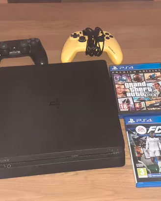 Ps4 slim nera+gta5+fc26+2controller
