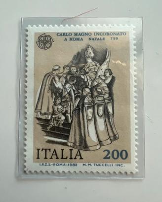 Francobollo vintage Carlo Magno imperatore