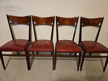 4 sedie vintage anni 60 legno laccato.