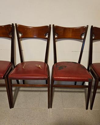 4 sedie vintage anni 60 legno laccato.