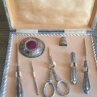 set cucito antico argento 800