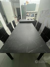 Tavolo moderno effetto marmo + 6 sedie abbinate