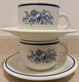 2 tazzoni con piatto ceramica bianca made in italy