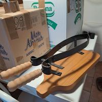 Portaprosciutto in ferro battuto su base in legno