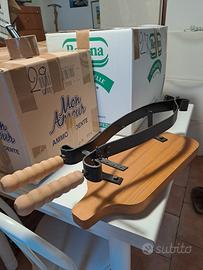 Portaprosciutto in ferro battuto su base in legno