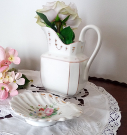 Brocca Impero Vecchia Parigi porcellana bianco oro