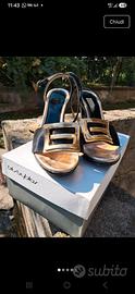Scarpa Blu Byblos nr 38 con raso nero ed oro