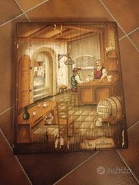 Quadro dipinto a mano in legno massiccio
