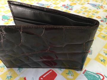 Portafoglio uomo vintage coccodrillo marrone