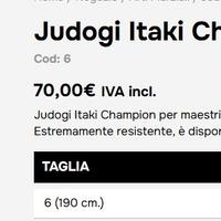 judogi itaki taglia 6 - 190 cm