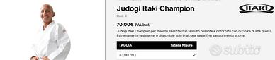 judogi itaki taglia 6 - 190 cm