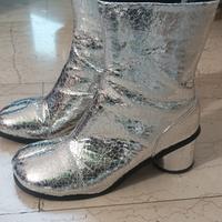 stivaletti  tabi in pelle argento 39