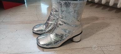 stivaletti  tabi in pelle argento 39