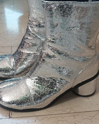 stivaletti  tabi in pelle argento 39