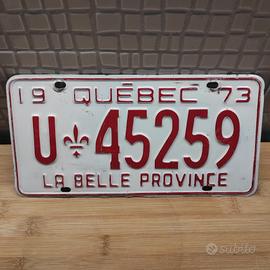 Targa Auto Quebec City '73 Canada da collezione