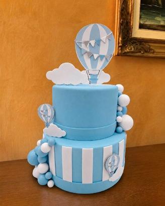 Torta Scenografica Mongolfiera e Nuvole Azzurra