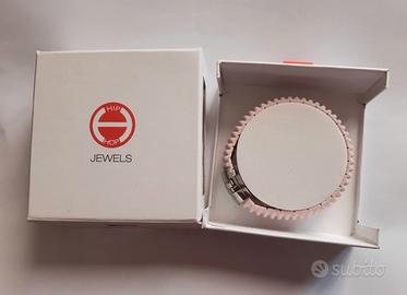 bracciale hip hop rosa e acciaio 