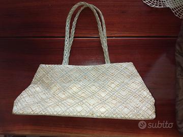 BORSA tracolla/mano in nylon intrecciata NUOVO