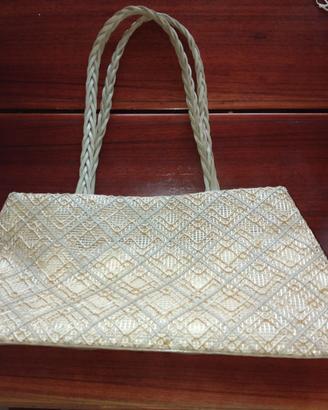 BORSA tracolla/mano in nylon intrecciata NUOVO