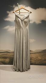 vestito lungo da cerimonia argentato