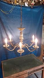 lampadario vintage bronzo anni 50 6 luci restau