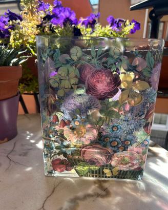 VASO VETRO FIORI -NUOVO
