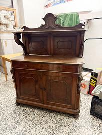 Credenza antica in legno massello con alzata