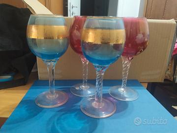 Set bicchieri colorati stile Murano