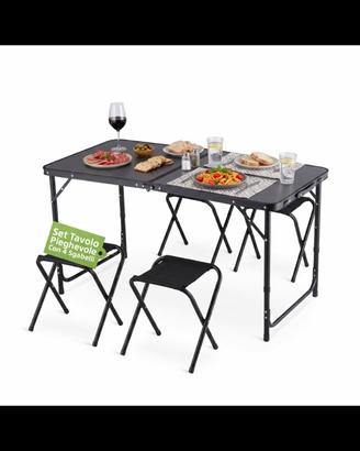 Tavolo ripieghevole con 4 sgabelli