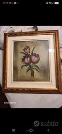 Quadro vintage tulipani con cornice