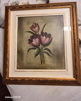 Quadro vintage tulipani con cornice