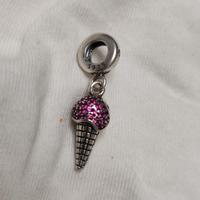 charm argento 925 con gelato colore fucsia, nuovo 